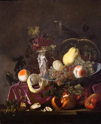 Fruitstilleven,druiven,granaatappels en meloenen,1655 (olieverf op doek)