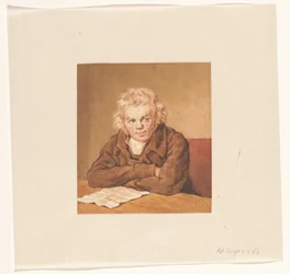 Portret van Lourens van Schaick, zittend lezend aan tafel