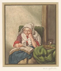 Zijn moeder, in de bijbel lezend
