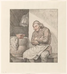 Zittende, slapende man