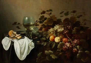 Stilleven met fruit en Roemer