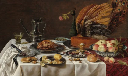 Stilleven met pauwentaart, 1627