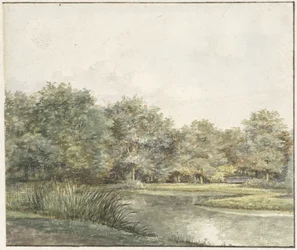 Landschap met bomen aan het water