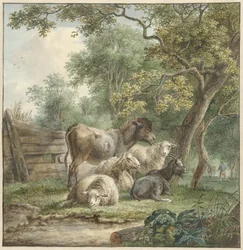 Vee in een boomgaard