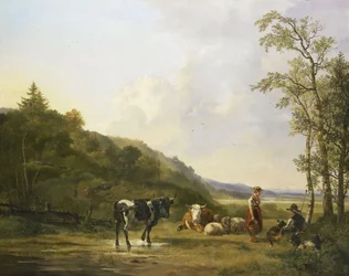 Landschap met herders en vee
