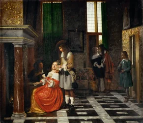 Kaartspelers in een weelderig interieur