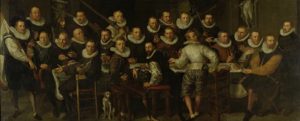 Het gezelschap van kapitein Gillis Jansz Valckenier en luitenant Pieter Jacobsz Bas, Amsterdam, 1599