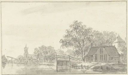 Dorpsgezicht met rivier