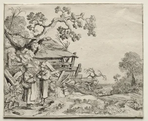 Landschap met twee boeren in gesprek, 1626