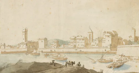 Uitzicht op Civitavecchia met de Havenmuur