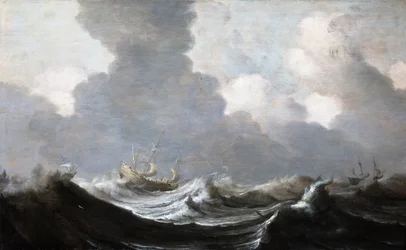 Vier schepen voor een storm