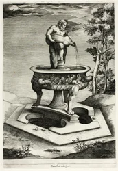 Fontein met Silenus in de tuin van het Cesi-paleis bij Rome