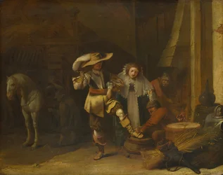 Een Man en een Vrouw in een Stalhof, 1630s