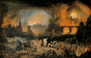 De brand van de stad Troje