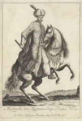 Ruiterportret van Kara Mustafa, Grootvizier in het Turkse leger
