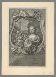 Portret van Willem V, prins van Oranje-Nassau, en Carolina, prinses van Oranje-Nassau