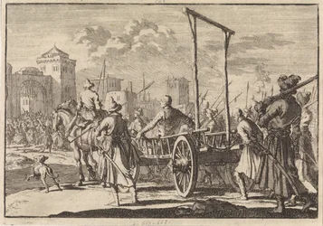 Aankomst van Stepan Razin en zijn broer Frol in een ijzeren kooi in Moskou, 1671, 1698