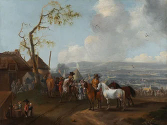 Kampeertafereel (olieverf op doek)