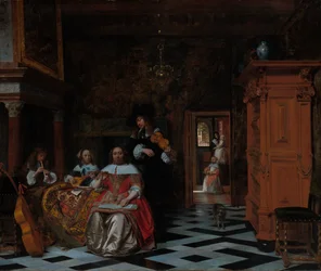 Portret van een Familie die Muziek Maakt, 1663