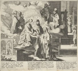 Catharina verschijnt / Huwelijk van Catharina / Catharina deelt haar mantel Scènes uit het leven en wonderen van de Heilige Catharina van Siena