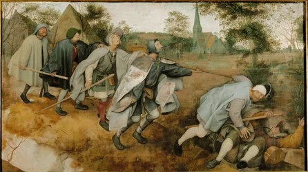 De blinde leidt de blinde (schilderij op doek)