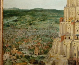 De toren van Babel (schilderij op eikenhout)