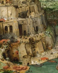 De toren van Babel (schilderij op eikenhout)