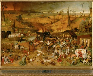 De triomf van de dood (schilderij op hout)
