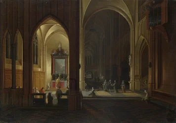 Een avondmis in een kerk, 1649