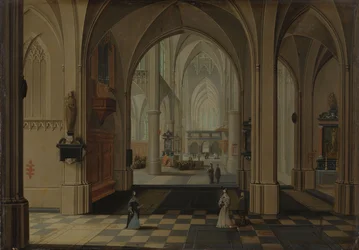 Interieur van een denkbeeldige gotische kerk