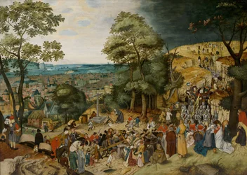 Christus draagt het kruis door Brueghel, Pieter de Jongere (1564-1638). Tussen 1598 en 1620. Bonnefantenmuseum Maastricht