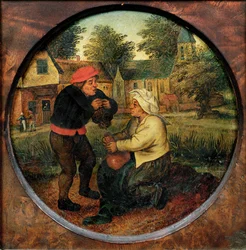 Niet-geïdentificeerd spreekwoord (schilderij op hout)