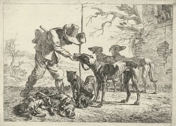 Jager met zeven honden
