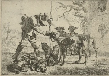 Jager met zeven honden