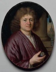 Portret van een man met een horloge, ca. 1665-70