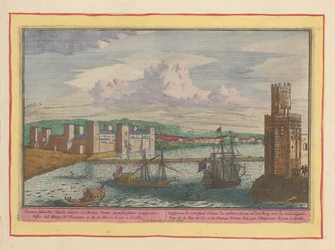 Gezicht op de Torre del Oro en de voorstad Triana bij Sevilla