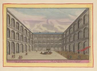 Gezicht op de binnenplaats van een van de kloosters in het Escorial