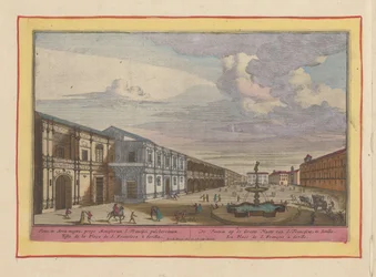 Gezicht op een plein met fontein te Sevilla