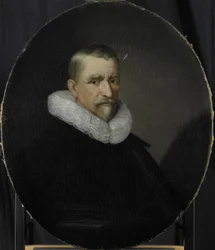 Portret van Cornelis Jansz Hartigsvelt, directeur van de Rotterdamse kamer van de VOC, gekozen in 1639