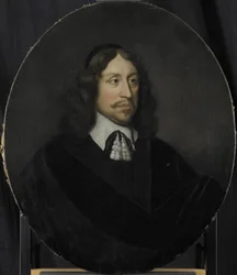 Portret van Johan de Vries, Directeur van de Rotterdamse Kamer van de VOC, gekozen in 1667