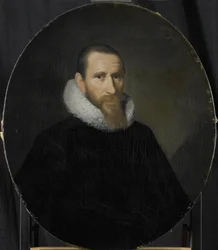 Portret van Joost van Coulster, Directeur van de Rotterdamse Kamer van de VOC, gekozen in 1630