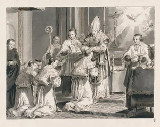 De priesterwijding uit De zeven sacramenten