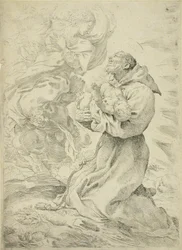 Franciscus van Assisi met het Christuskind in zijn armen