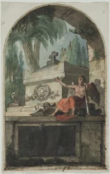 Ontwerp voor een fresco van het graf van Vincenzo Martinelli (1737-1807) in de Certosa van Bologna