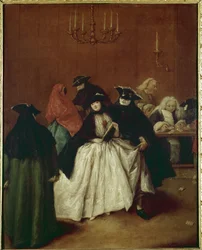 Il Ridotto (de privéruimte van Palazzo San Moisè, Venetië) of Maskers in het Reduto (Il Ridotto o Maschere a 