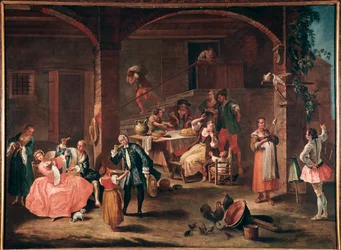 La merenda in campagna (De snack op het platteland) Schilderij door Pietro Longhi (1702-1785) circa 1750 Venetië, Ca
