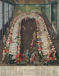 Het banket in Casa Nani, gegeven ter ere van hun gast, Clemente Augusto, keurvorst-aartsbisschop van Keulen, op 9 september 1755