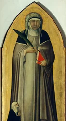 Gezegende Nederigheid, detail van het altaarstuk van de Gezegende Nederigheid door Pietro Lorenzetti