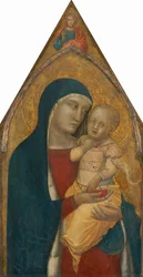 Madonna en kind, met de zegenende Christus [middenpaneel], waarschijnlijk 1340 (tempera op paneel overgebracht op doek)