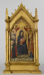 Maagd en Kind met heiligen Augustinus, Nicolaas, Catharina, Lucia en engelen, ca. 1340-45
